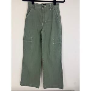 Lee Womens High Rise A-Line Rigid 90s Cargo Wide Leg Muted Army Green Jeans 26